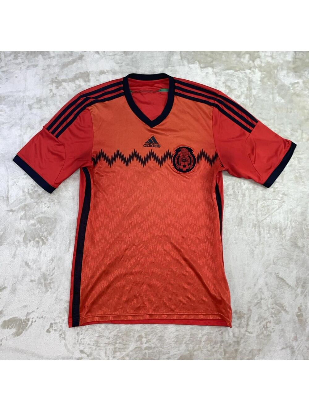 Adidas Mexico Soccer Jersey Mens Medium Red Orange Climacool Zigzag Crest